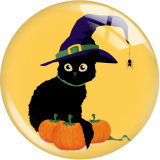20MM Halloween Ghost Cat Pumpkin Print glass snap button charms