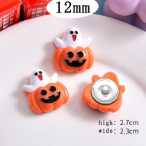 12MM Halloween  pumpkin skeleton  Resin snap button charms