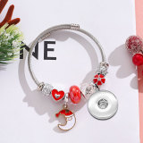 Stainless steel Christmas pendant with adjustable beaded bracelet fit 20MM  Snaps button jewelry wholesale