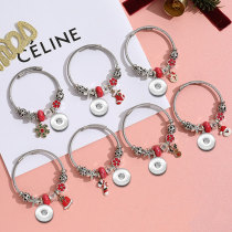 Stainless steel Christmas pendant with adjustable beaded bracelet fit 20MM  Snaps button jewelry wholesale