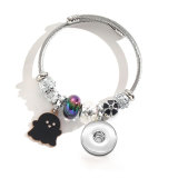 Stainless steel Halloween pumpkin ghost pendant with adjustable beaded bracelet fit 20MM  Snaps button jewelry wholesale