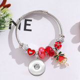 Stainless steel Christmas pendant with adjustable beaded bracelet fit 20MM  Snaps button jewelry wholesale