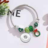 Stainless steel Christmas pendant with adjustable beaded bracelet fit 20MM  Snaps button jewelry wholesale