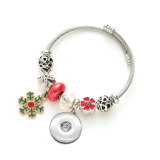 Stainless steel Christmas pendant with adjustable beaded bracelet fit 20MM  Snaps button jewelry wholesale
