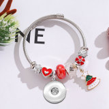 Stainless steel Christmas pendant with adjustable beaded bracelet fit 20MM  Snaps button jewelry wholesale