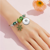 Stainless steel Christmas pendant with adjustable beaded bracelet fit 20MM  Snaps button jewelry wholesale