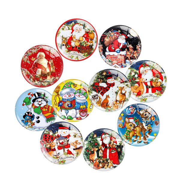 20MM Christmas Print glass snap button charms
