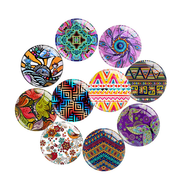 20MM design Print glass snap button charms
