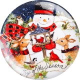 20MM Christmas Print glass snap button charms