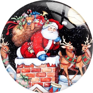 20MM Christmas Print glass snap button charms