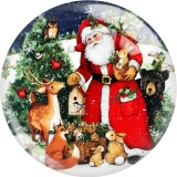 20MM Christmas Print glass snap button charms