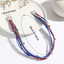 American National Color Bohemian Multi Strap Bracelet Fashion Woven Magnetic Buckle Bracelet with Diamond Bracelet