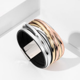 PU multi-layer leather woven bracelet with sequins interspersed design magnetic buckle bracelet