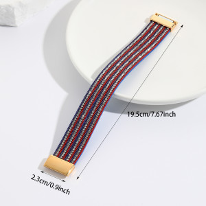 Red, white, blue color matching bracelet, water diamond chain, handcrafted leather magnetic buckle bracelet