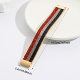 Red, white, blue color matching bracelet, water diamond chain, handcrafted leather magnetic buckle bracelet