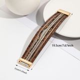 Snake skin beaded elbow magnetic buckle woven PU leather bracelet