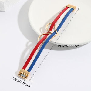 National Flag Red, White, Blue Color Leather Bracelet Love Magnetic Snap Bracelet