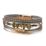 Natural Stone Beaded Bracelet Copper Tube Bohemian Magnetic Buckle Bracelet