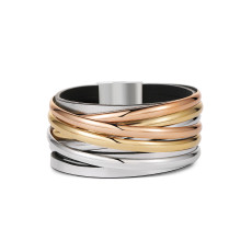 PU multi-layer leather woven bracelet with sequins interspersed design magnetic buckle bracelet