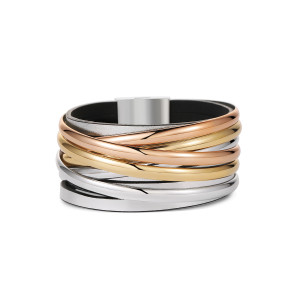 PU multi-layer leather woven bracelet with sequins interspersed design magnetic buckle bracelet
