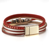 Natural Stone Beaded Bracelet Copper Tube Bohemian Magnetic Buckle Bracelet
