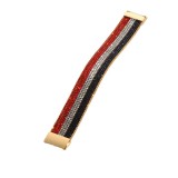 Red, white, blue color matching bracelet, water diamond chain, handcrafted leather magnetic buckle bracelet