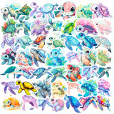 50 Blue Sea Turtle Decals Cartoon Turtle Graffiti Stickers Colorful Ocean Turtle DIY Scooter Waterproof Sticker