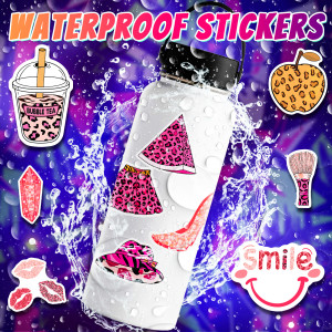 50 pink leopard print minimalist ins hand ledger photos decoration stickers leopard print dot stickers luggage phone decoration waterproof stickers