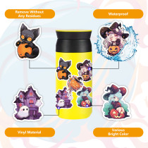 50 Graffiti Halloween Stickers Pumpkin Ghost Witch Bat Halloween Carnival Waterproof Stickers