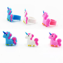 Unicorn Ring PVC Soft Rubber Finger Ring Silicone Finger Ring Children's Cartoon Ring Baby Kindergarten Gift