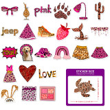 50 pink leopard print minimalist ins hand ledger photos decoration stickers leopard print dot stickers luggage phone decoration waterproof stickers