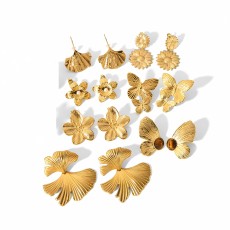 Stainless steel flower butterfly earrings