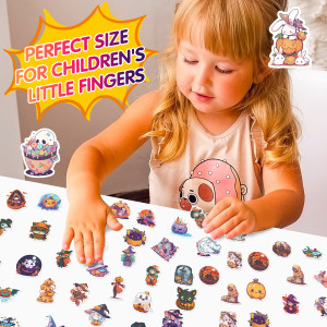 50 Halloween stickers, funny Halloween pumpkin lights, spider ghosts, window decorations, waterproof stickers