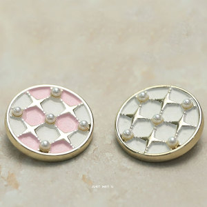 23MM Pearl white metal snap button charms