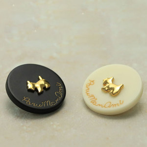 20MM Cute little dog black and white  metal snap button charms