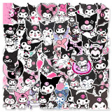 50 cute cartoon Kuromi laptops, skateboards, luggage, water cups, graffiti decorations, waterproof stickers