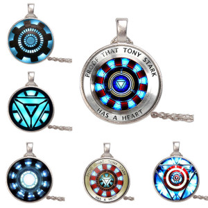 Iron Man Heart Energy Gathering Pendant Time Gem Glass Necklace