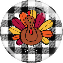 20MM Turkey Thanksgiving Print glass snap button charms