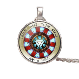 Iron Man Heart Energy Gathering Pendant Time Gem Glass Necklace