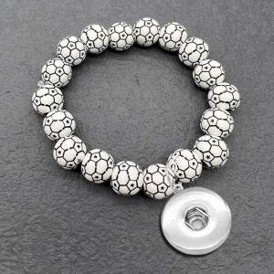 Acrylic Elastic Blue Ball Football Tennis Bracelet fit  20MM Snaps button  wholesale