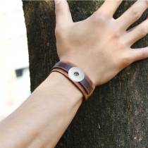 Genuine leather woven cowhide bracelet fit 20MM Snaps button jewelry wholesale