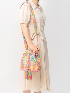 Bucket bag Bohemian crossbody bag Commuter canvas shoulder bag
