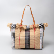 Large capacity canvas tote bag, shoulder bag, beach bag, tassel embroidery design bag