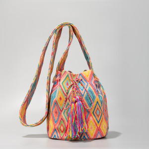 Bucket bag Bohemian crossbody bag Commuter canvas shoulder bag