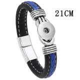 21CM Alloy magnet buckle leather woven bracelet fit 20MM Snaps button jewelry wholesale