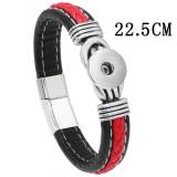 22.5CM Alloy magnet buckle leather woven bracelet fit 20MM Snaps button jewelry wholesale