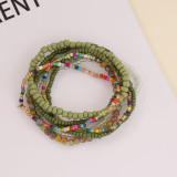 Bohemian crystal rice bead elastic multi-layer bracelet