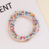 Bohemian crystal rice bead elastic multi-layer bracelet