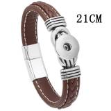 21CM Alloy magnet buckle leather woven bracelet fit 20MM Snaps button jewelry wholesale