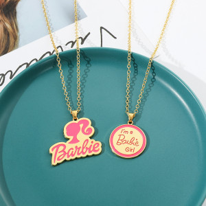 Barbie Letter Drop Oil Pendant Necklace
